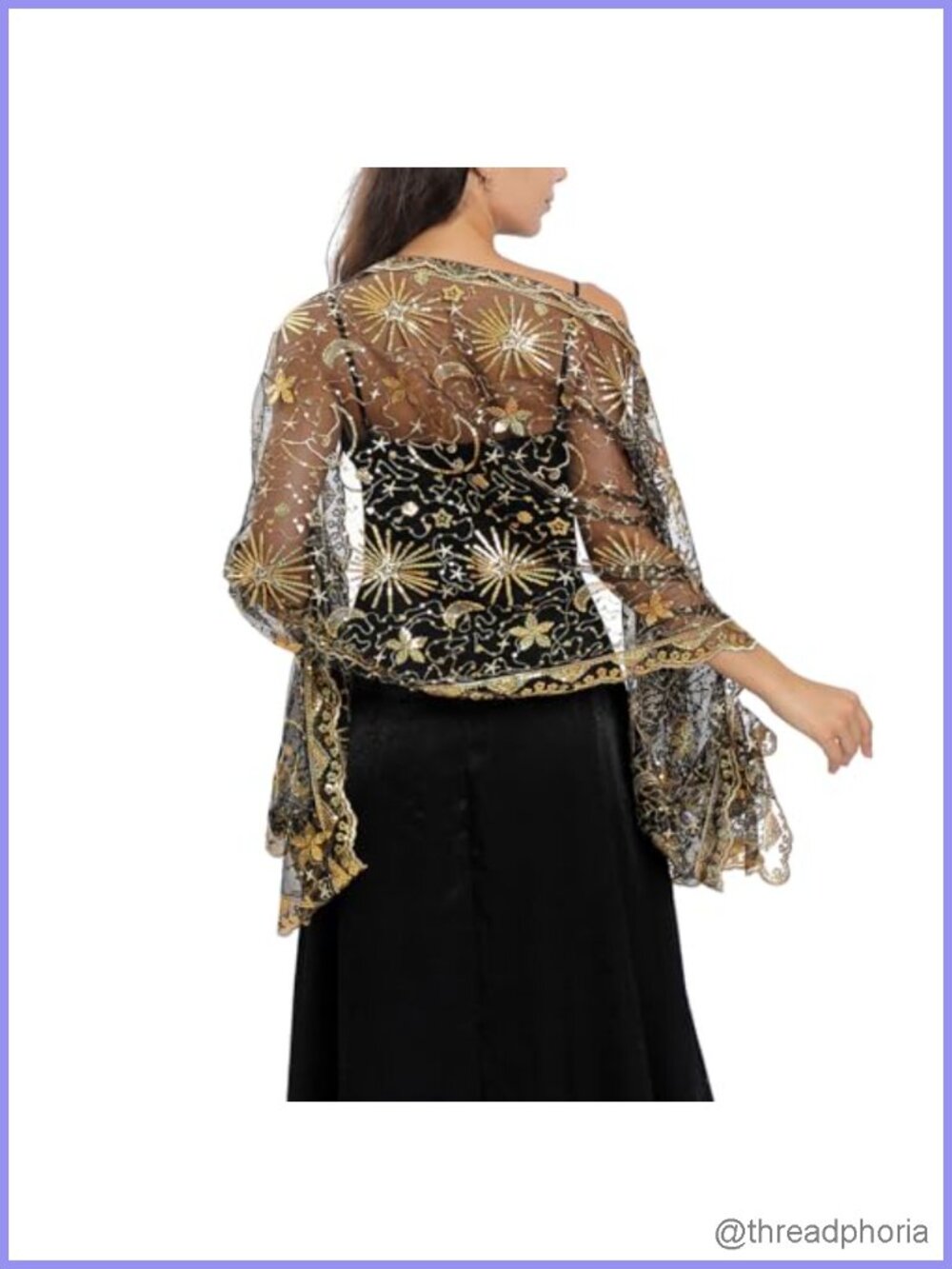 Sequin Stars Moons Shawl Wrap Sparkly Sheer Mesh Wedding Evening Party Accessory